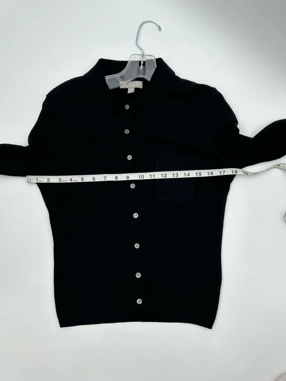 J.Crew Black Long Sleeve Collared ribbed button down knit top size L